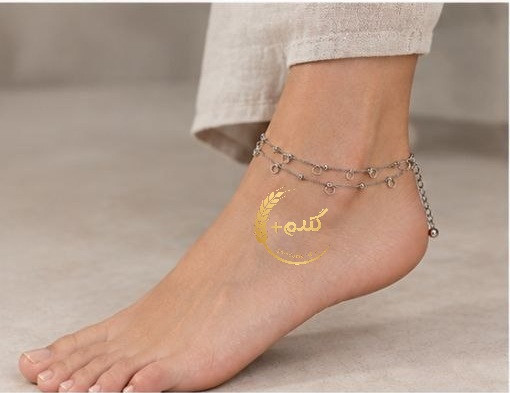 پابند زنجیری دو لاین نقرهای طرح حلقه ای