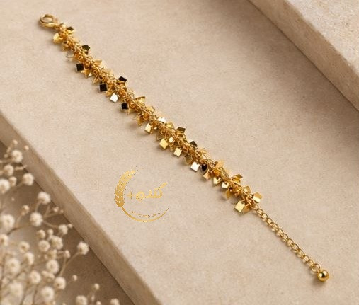 پابند آویزدار طرح مربع طلایی