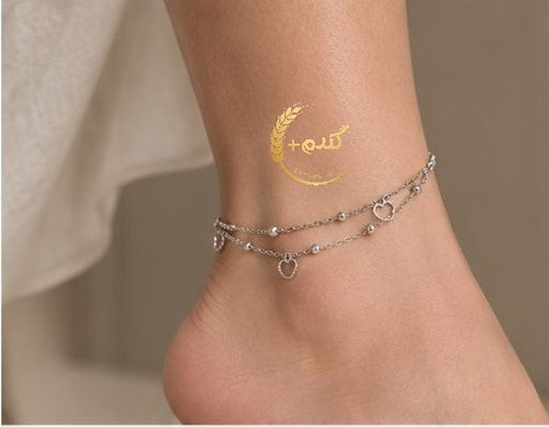 پابند زنانه دو لاین زنجیری طرح قلب