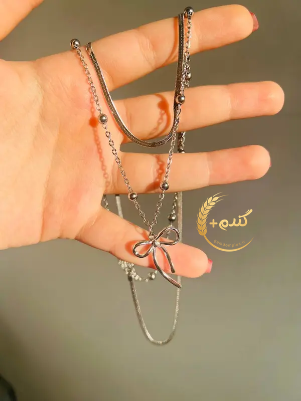 گردنبند دولاین طرح پاپیون