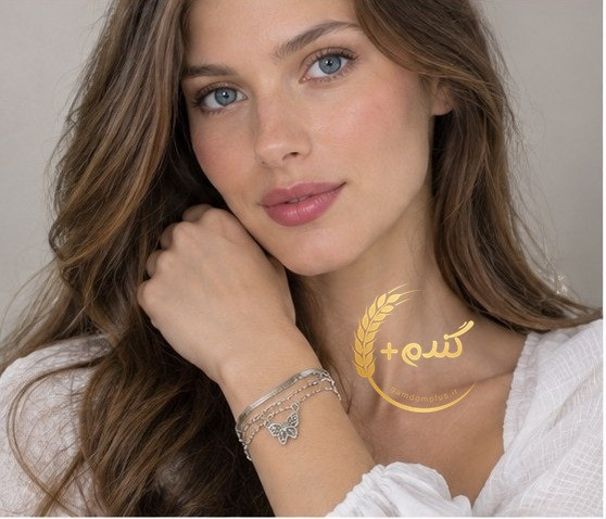 دستبند سه لاین طرح پروانه