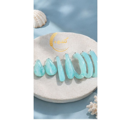 گوشواره شیشه ای حلقه ای پک 3 جفتی