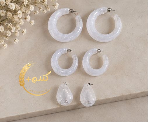 گوشواره شیشه ای حلقه ای پک 3 جفتی