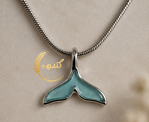 گردنبند طرح دم وال رنگی استیل