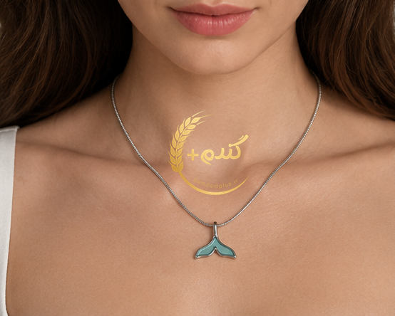 گردنبند طرح دم وال رنگی استیل